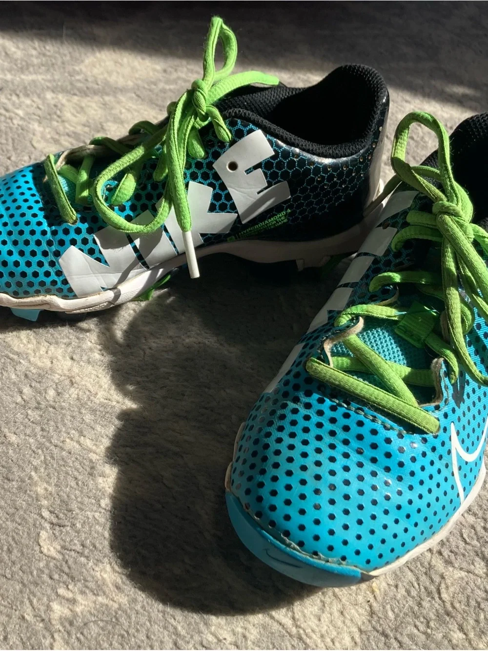 Nike Hyperdiamond 4 Keystone “Dynamic Turquoise/Lime Glow” Softball Cleats 13C